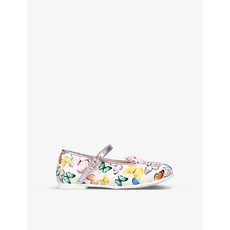 Sophia Webster Kids' Butterfly-print Leather Ballerina Pumps 4-8 Years In Mult/other