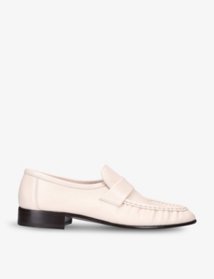 THE ROW THE ROW WOMEN'S CREAM CONTRAST-STITCHING PLEATED LEATHER LOAFERS,61417930