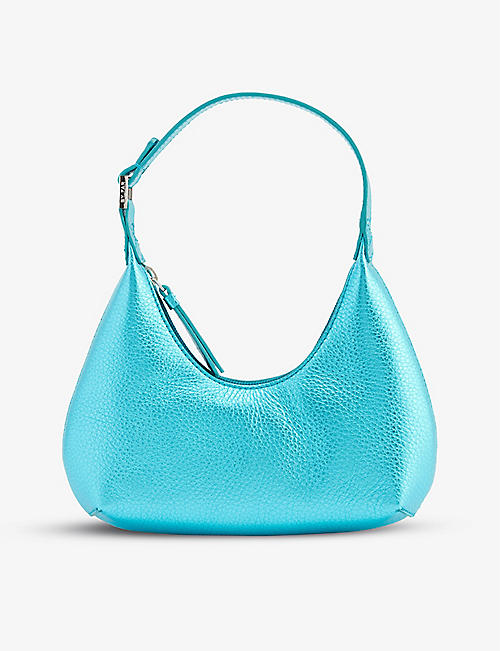 BY FAR: Baby Amber metallic leather shoulder bag