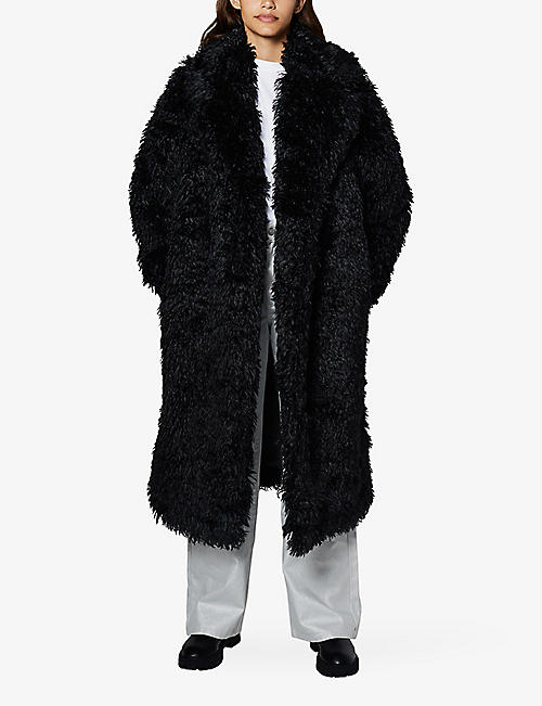 Jessie Womens Coat Casual Lapel Fleece Fuzzy Faux Shearling Fur Coats Solid Warm Winter Oversized Outerwear Jackets Top 