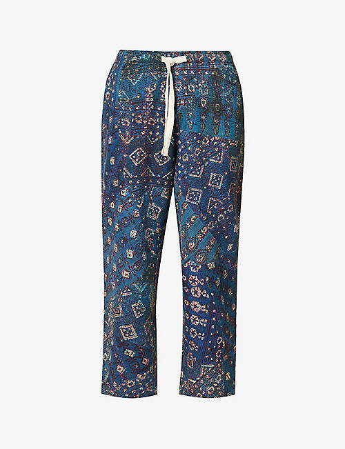 KARU RESEARCH: Kantha-quilt relaxed-fit cropped-leg cotton trousers