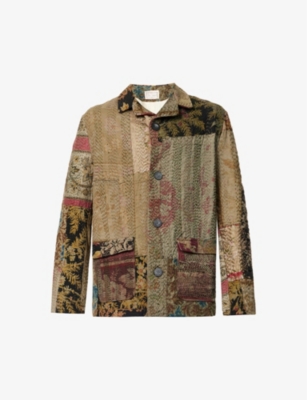 BY WALID Noah patchwork-pattern collared cotton jacket