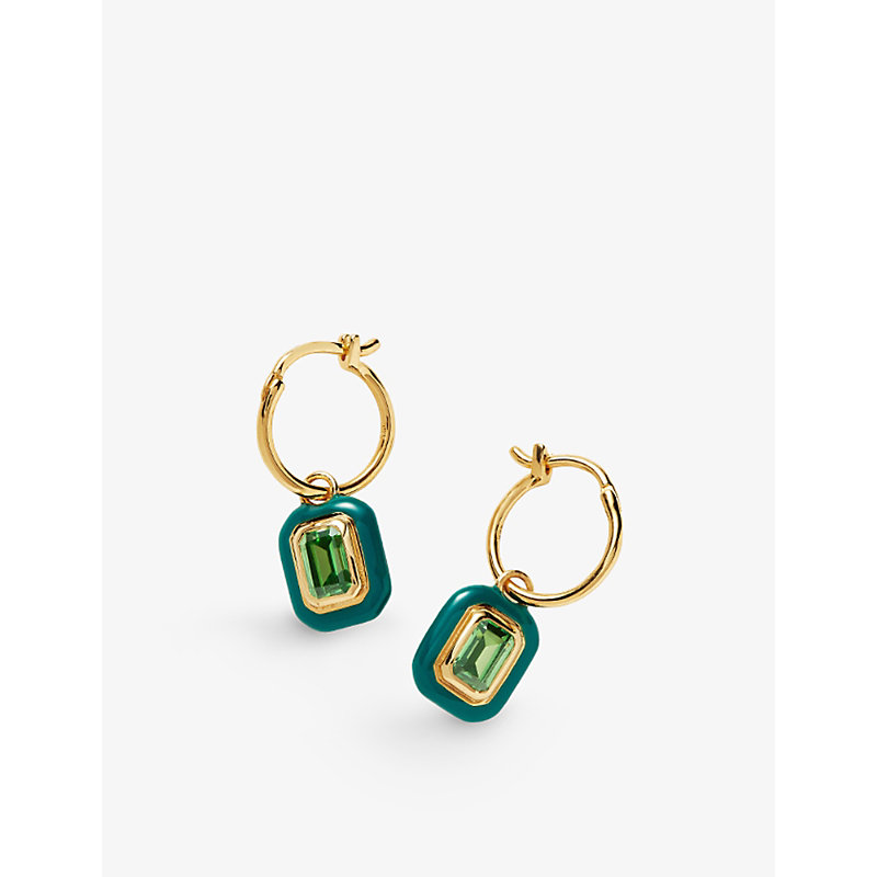 MISSOMA MISSOMA WOMEN'S GOLD MINI GREEN ENAMEL AND STONE 18CT RECYCLED GOLD-PLATED HOOP EARRINGS,61531827