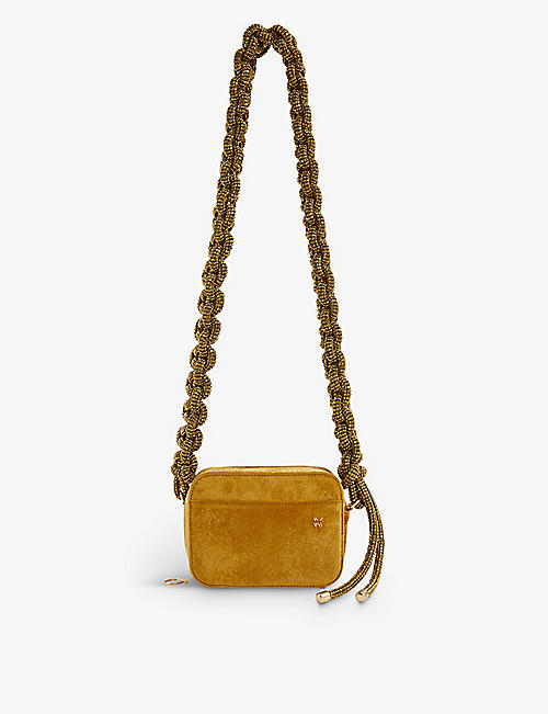 KARA: Cobra crystal-embellished velvet shoulder bag