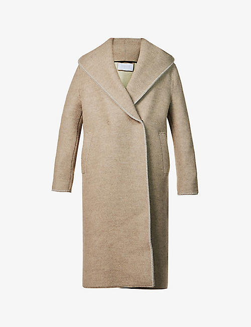 HARRIS WHARF LONDON: Double-breasted dropped-shoulder relaxed-fit wool coat