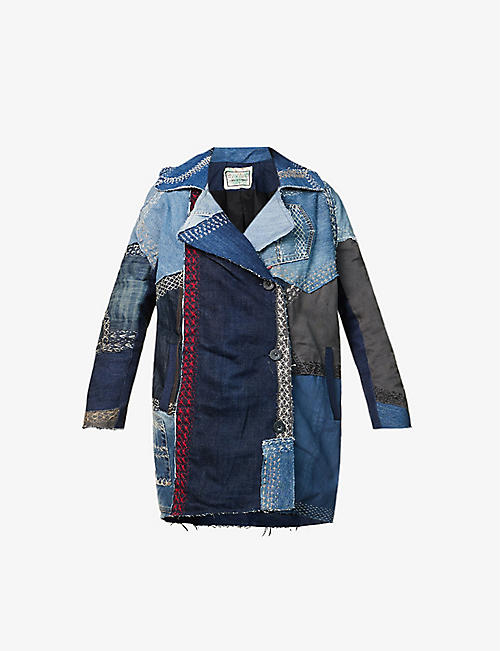 BY WALID: Stacey patchwork-panelled denim coat
