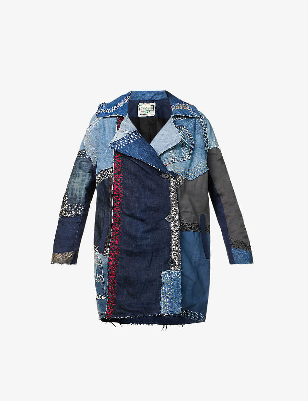 By Walid Stacey Patchwork-panelled Denim Coat