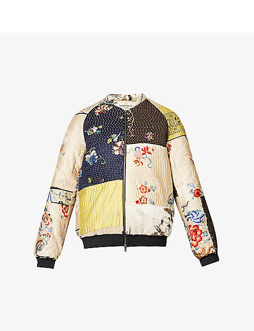 BY WALID: Otto floral-patterned silk bomber jacket