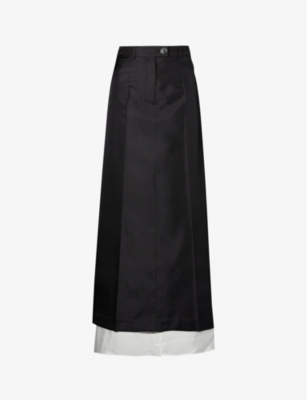 Peter Do Double-layer A-line Maxi Skirt In Black