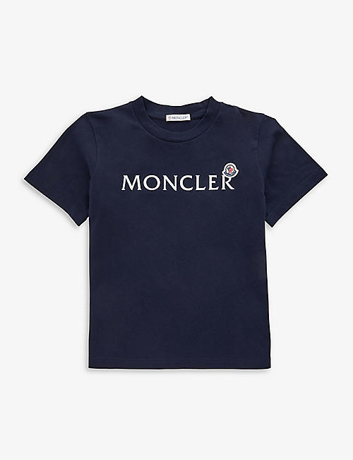 MONCLER: Logo-embroidered cotton T-shirt 4-14 years