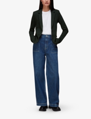 WHISTLES: Slim-fit single-breasted organic cotton-jersey blazer