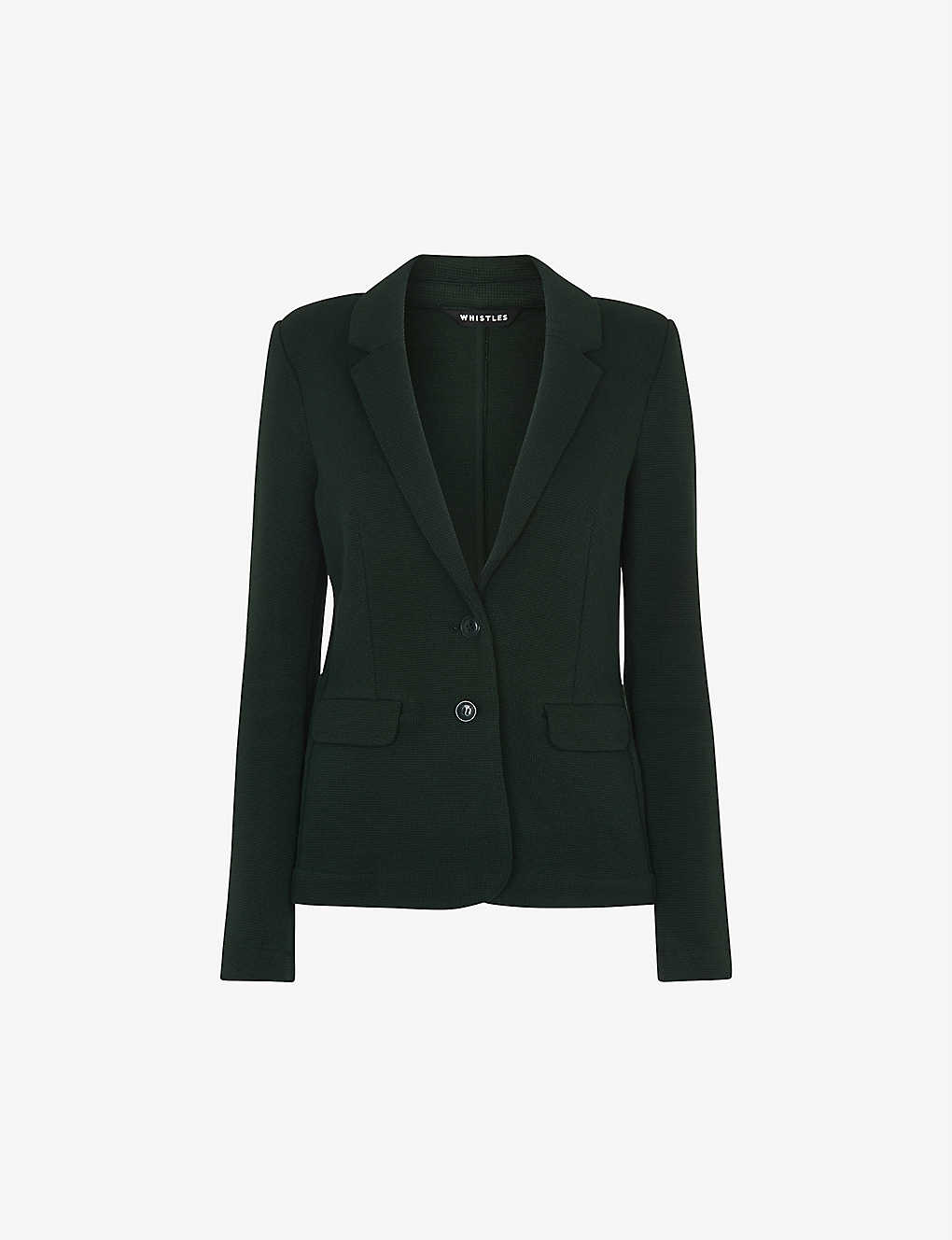 Whistles Womens Slim-fit Single-breasted Organic Cotton-jersey Blazer In Green