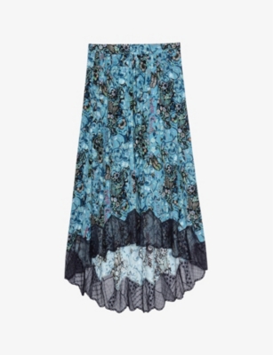 ZADIG&VOLTAIRE: Joslin lace-trim floral woven midi skirt