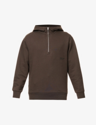 Half-zip dropped-shoulder cotton-jersey hoody
