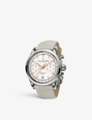 Shop Carl F Bucherer Men's Silver 00.10927.08.13.01 Manero Flyback Stainless-steel And Woven Automatic Wa