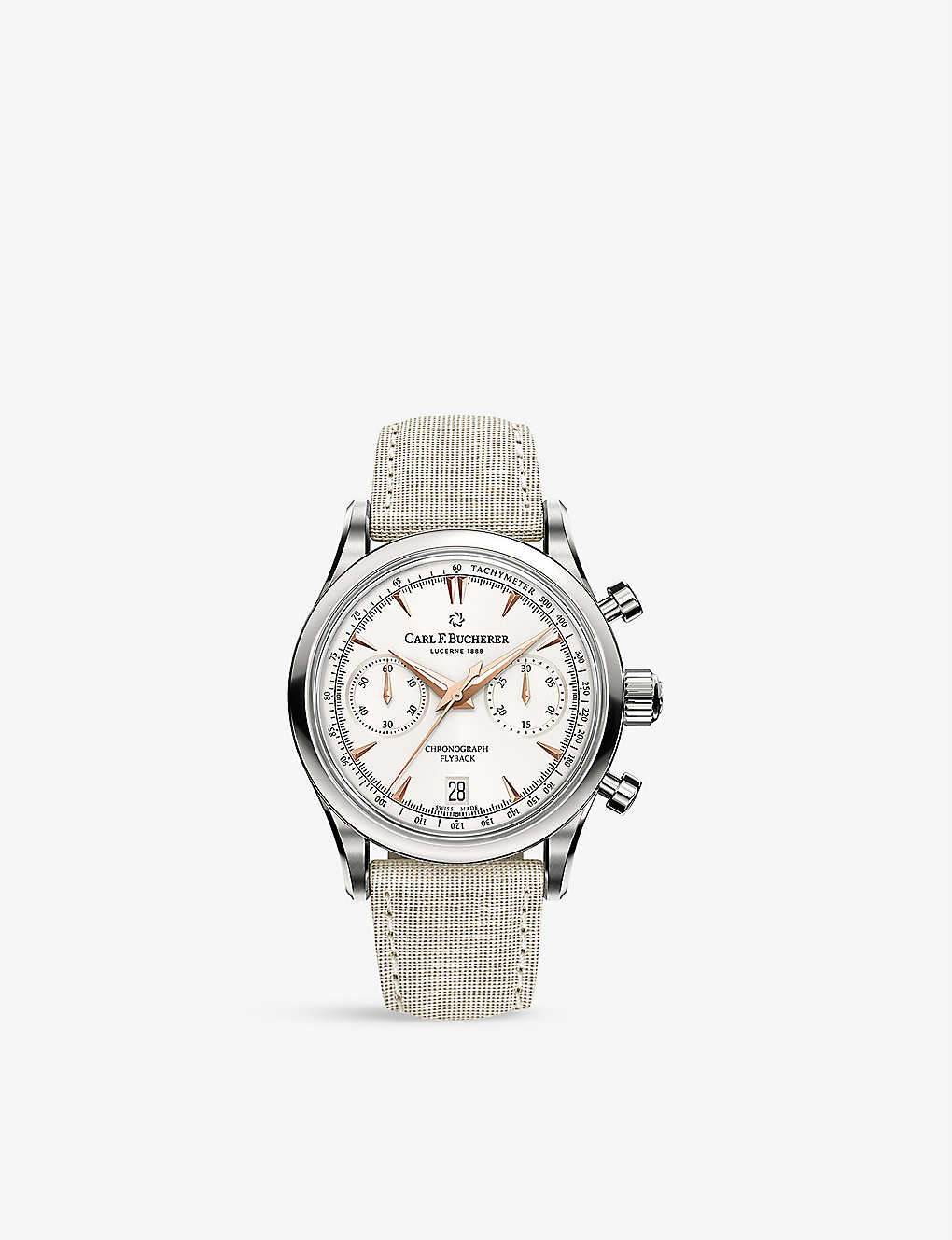 Carl F Bucherer 00.10927.08.13.01 Manero Flyback Stainless-steel And Woven Automatic Watch In Silver