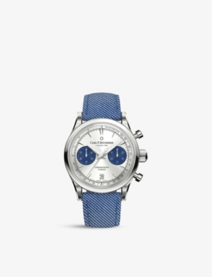 CARL F BUCHERER: 00.10927.08.13.03 Manero Flyback stainless-steel and woven automatic watch