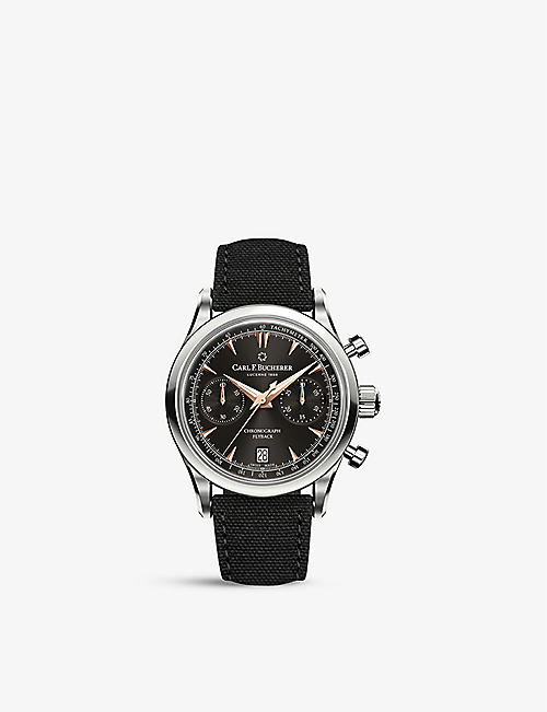 CARL F BUCHERER: 00.10927.08.33.01 Manero Flyback stainless-steel and woven automatic watch
