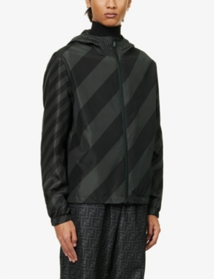 FENDI Reversible logo-print regular-fit woven hooded jacket