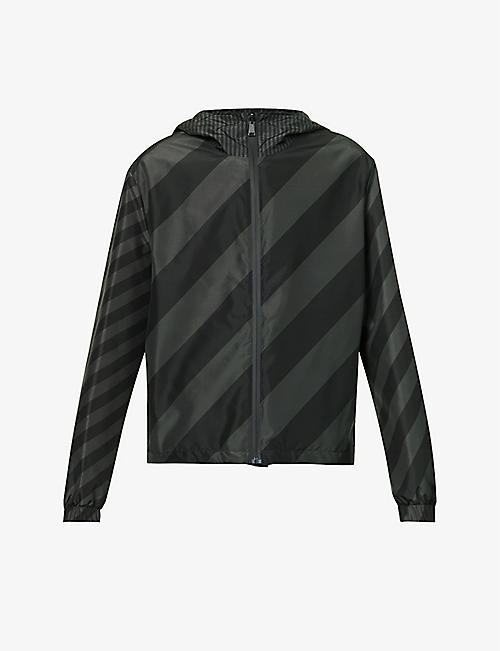 FENDI: Reversible logo-print regular-fit woven hooded jacket