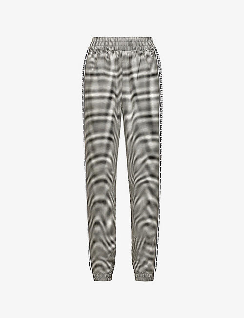 FENDI: Brand-print elasticated-waist regular-fit tapered woven trousers