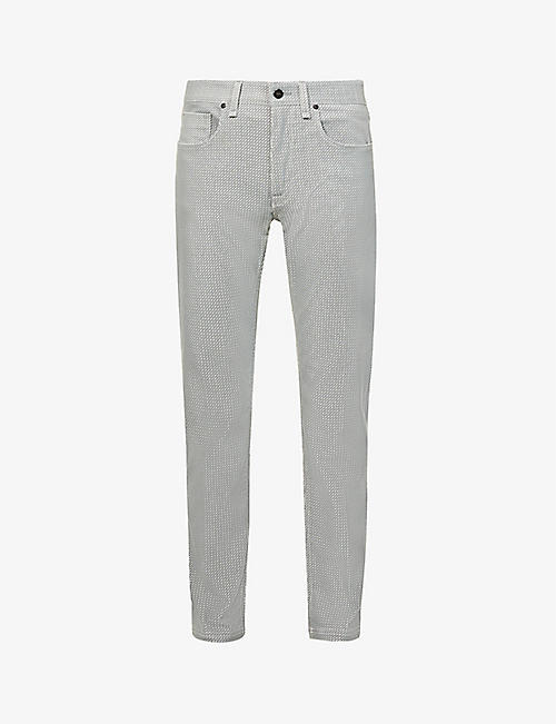 FENDI: Brand-print slim-fit straight-leg cotton-blend trousers