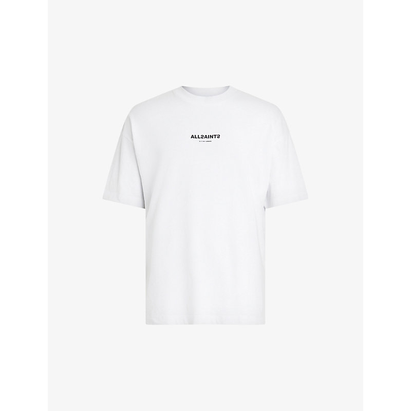 Shop Allsaints Men's Optic White Subverse Logo-print Cotton T-shirt