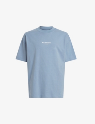 Shop Allsaints Men's Violet Blue Subverse Logo-print Cotton T-shirt