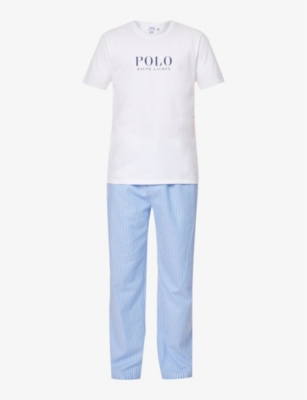 POLO RALPH LAUREN: Logo-print striped cotton-jersey pyjama set