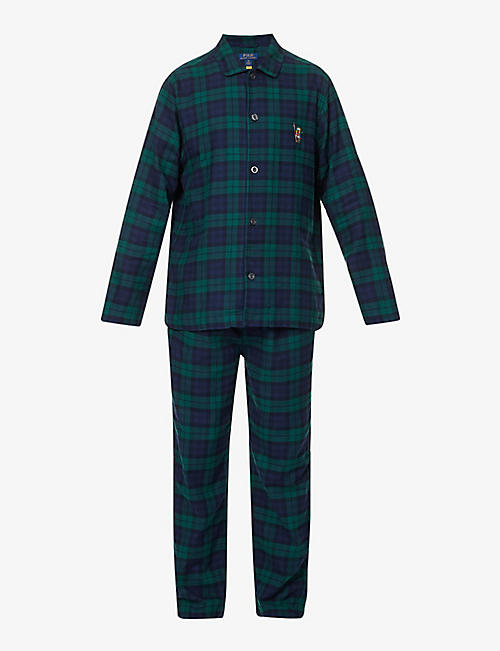 POLO RALPH LAUREN: Checked logo-embroidered cotton pyjamas