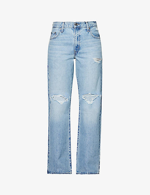 LEVIS: Baggy bootcut straight-leg mid-rise distressed jeans