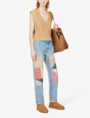 LEVI'S LEVIS WOMEN'S ROAD TRIPPING 501 90S PATCHWORK-PANEL STRAIGHT-LEG JEANS 61742667