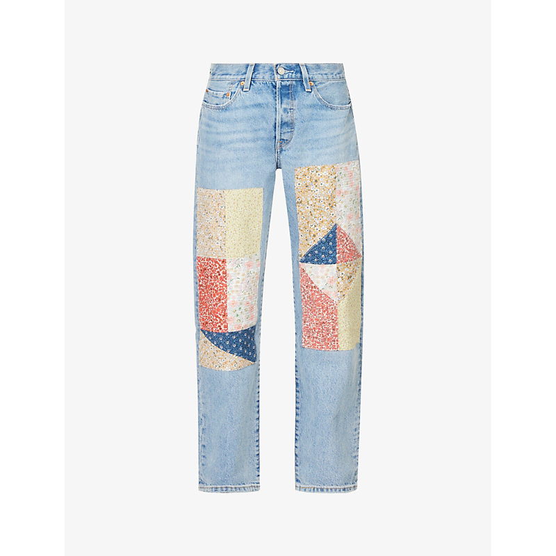 LEVI'S LEVIS WOMEN'S ROAD TRIPPING 501 90S PATCHWORK-PANEL STRAIGHT-LEG JEANS 61742667