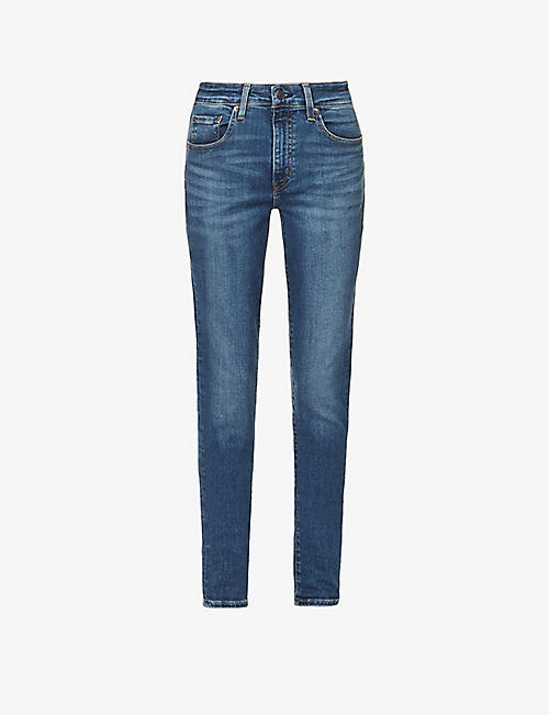 LEVIS: 721 contrast-stitch tapered high-rise stretch-denim jeans