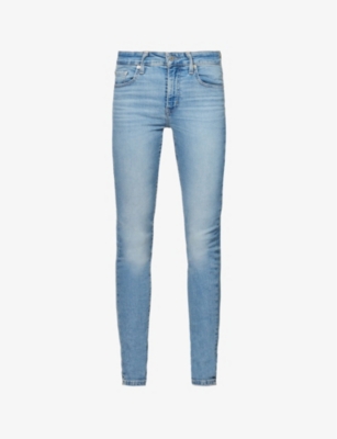 Shop Levi's Womens Levis 721 Contrast-stitch Tapered High-rise Stretch-denim Jeans In Blue Wave Light