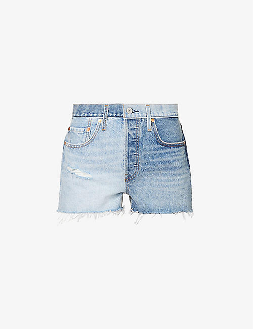 LEVIS: 501 two-tone high-rise denim shorts