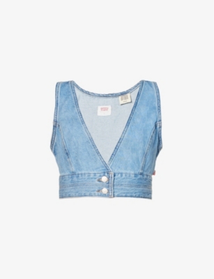 Levi's - Raine Denim Crop Top - Check Yourself