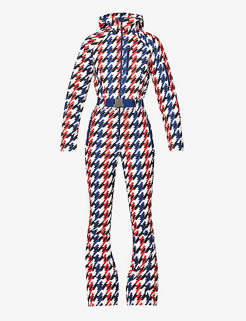 PERFECT MOMENT: Graphic-print high-neck shell ski suit