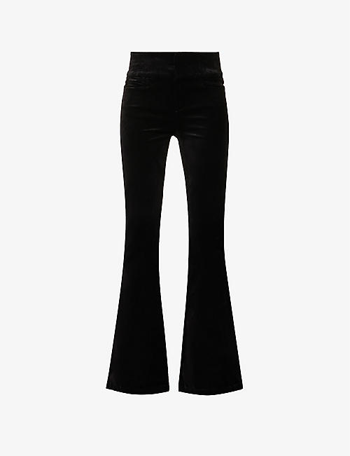 PAIGE: Laurel Canyon high-rise flared-leg stretch-cotton and rayon-blend trousers
