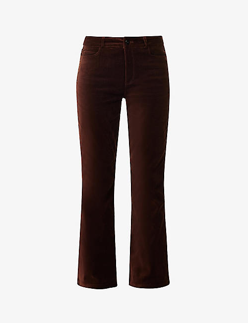 PAIGE: Claudine flared-leg high-rise stretch-velvet trousers