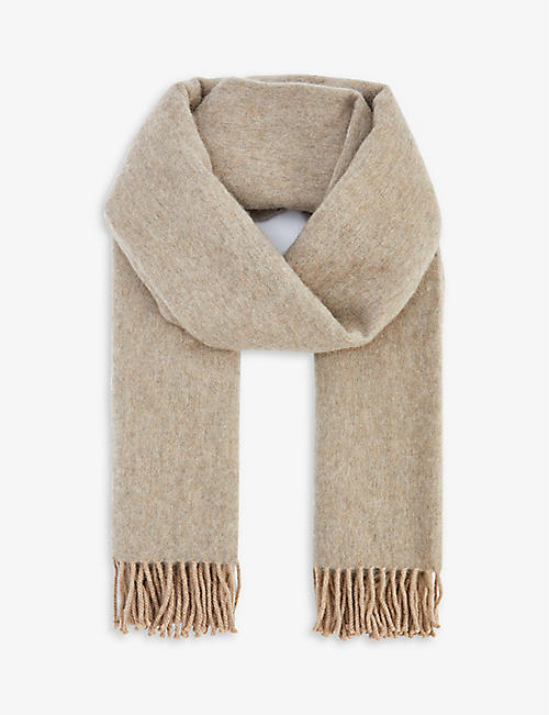BEGG X CO: Two-tone raw-hem cashmere-knit scarf