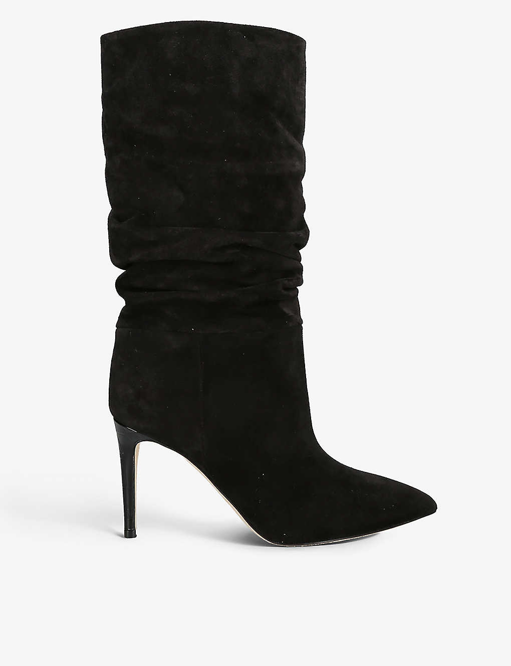 Shop Paris Texas Women's Black Slouchy Suede Heeled Boots