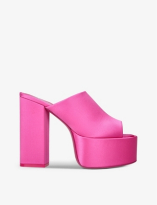 Paris Texas Sasha Platform Satin Heeled Mules In Pink