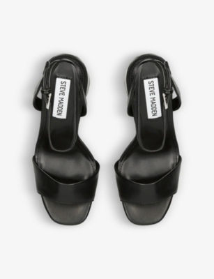 Shop Steve Madden Womens Black Lessa Faux-leather Platform Sandals