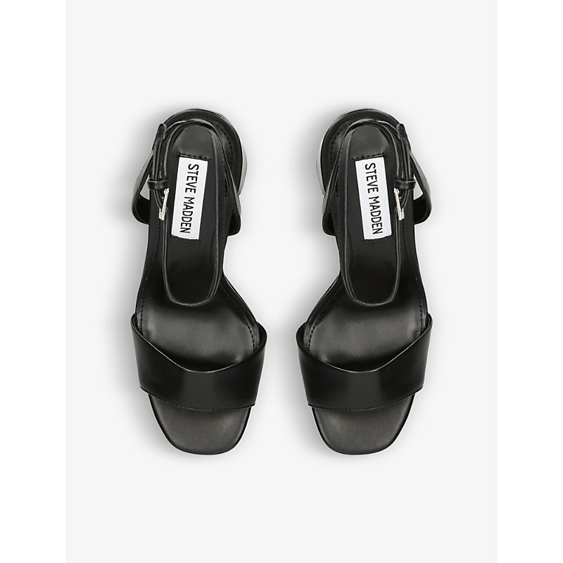 Shop Steve Madden Women's Black Lessa Faux-leather Platform Sandals