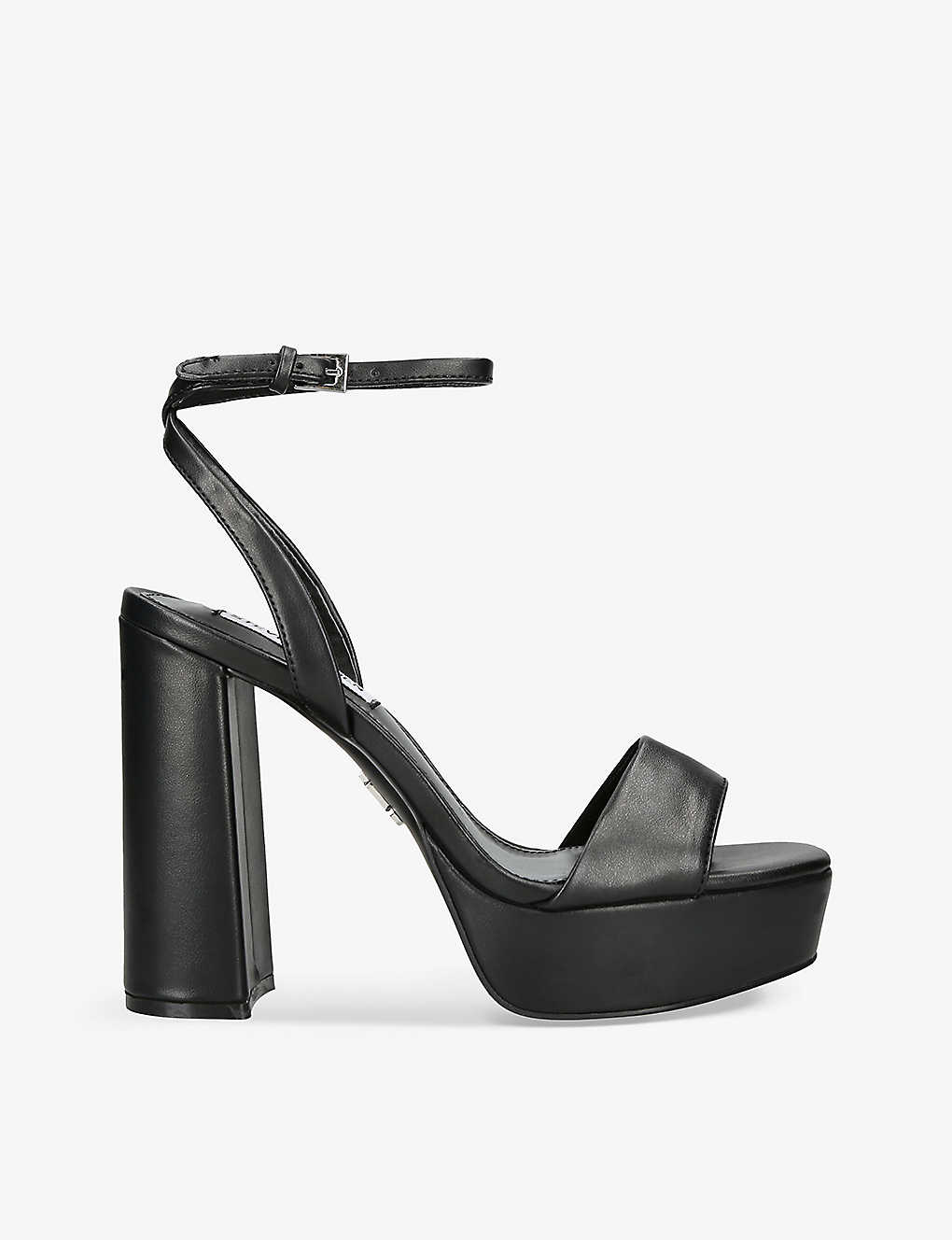 Steve Madden Womens Black Lessa Faux-leather Platform Sandals