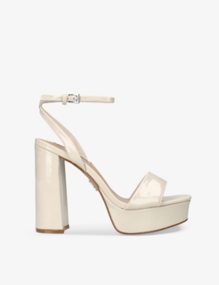 Steve Madden Lessa Platform Sandals In Bone Patent-white In Bone