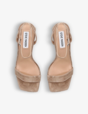 Shop Steve Madden Women's Tan Luxe Heeled Suede Sandals