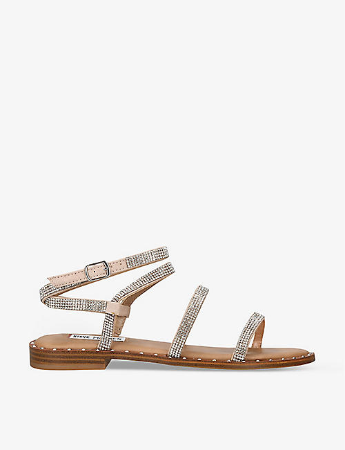 STEVE MADDEN: Transport-R rhinestone-embellished faux-leather sandals