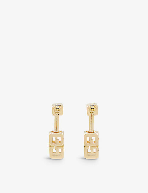 GIVENCHY: Branded-pendant brass earrings